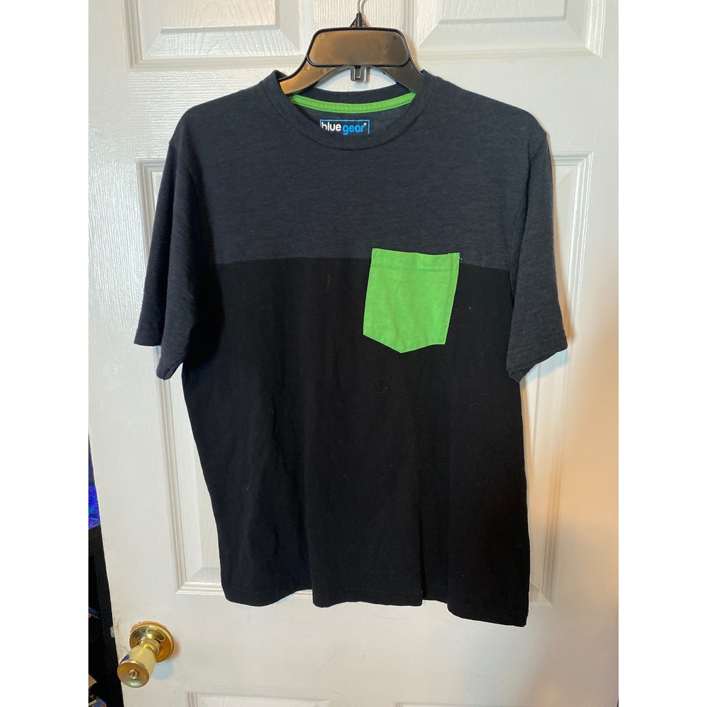 Blue Gear Mens Colorblock Pocket T-Shirt Black Grey Lime Green Size Large L